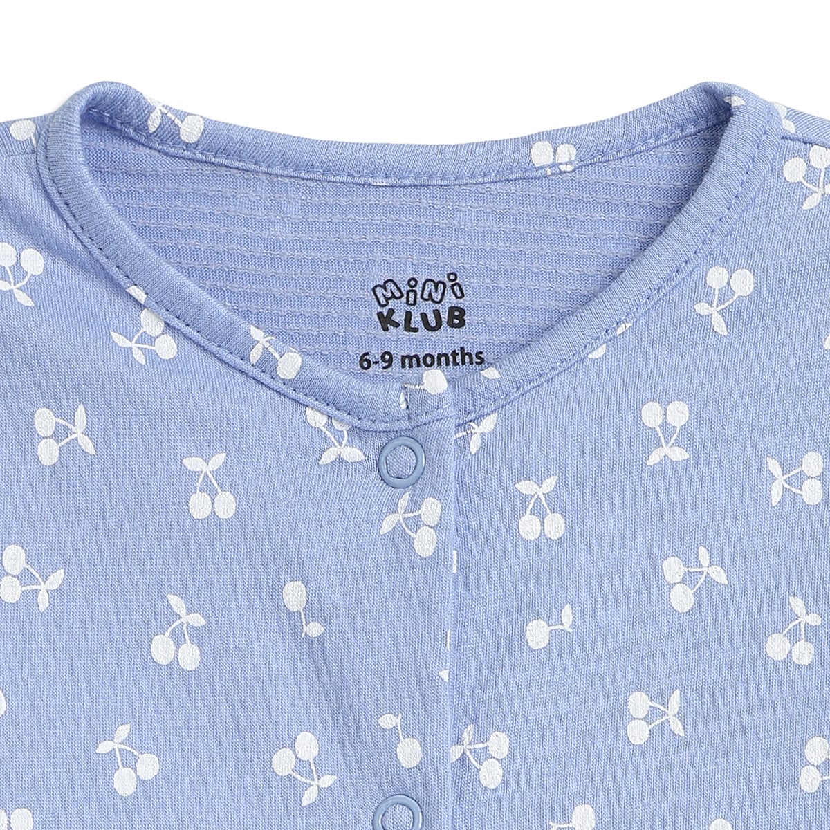 Baby Girls Blue & Cream Cotton Full Sleeves Sleepsuit Pack of 2 Regular Fit Casual Baby Sleepsuits