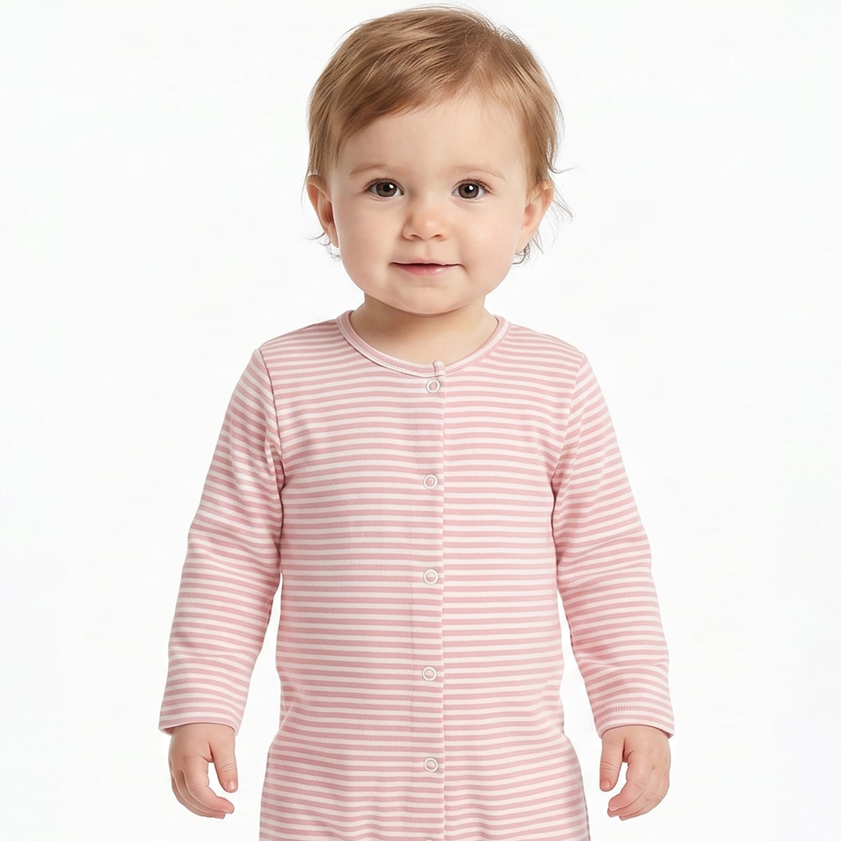 Baby Girls Pink & Peach Cotton Full Sleeves Sleepsuit Pack of 2 Regular Fit Casual Baby Sleepsuits