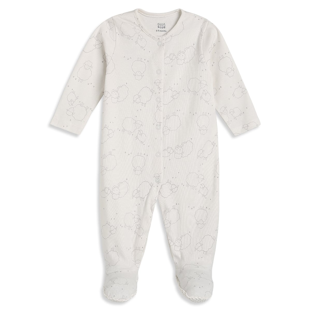 Baby Boys Lavender And Cream Cotton Printed Footed Sleepsuits Pack Of 2 Regular Fit Casual Wear
