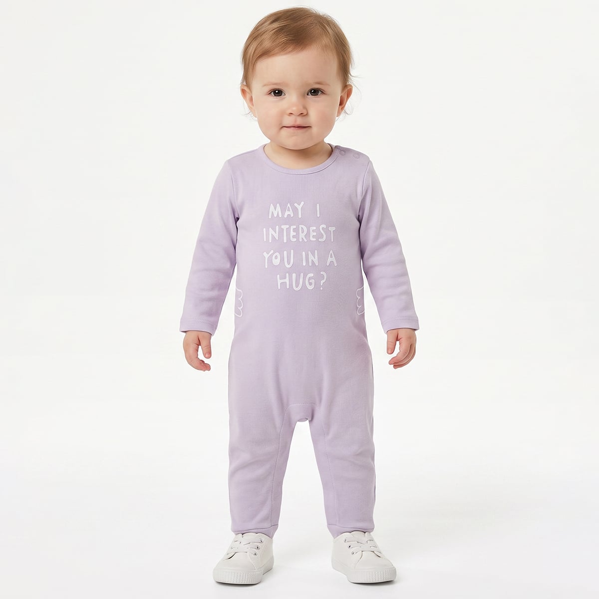 Baby Boys Lavender And Cream Cotton Printed Footed Sleepsuits Pack Of 2 Regular Fit Casual Wear