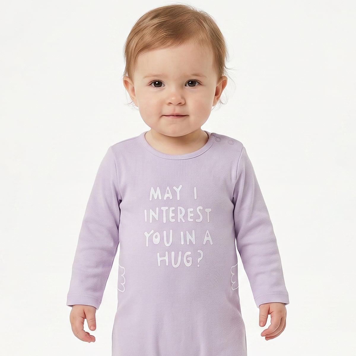 Baby Boys Lavender And Cream Cotton Printed Footed Sleepsuits Pack Of 2 Regular Fit Casual Wear