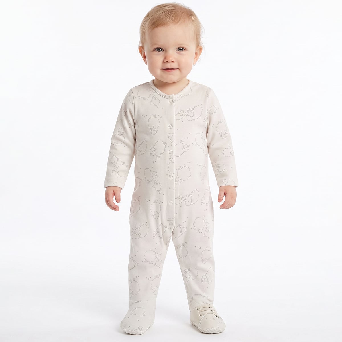 Baby Boys Lavender And Cream Cotton Printed Footed Sleepsuits Pack Of 2 Regular Fit Casual Wear