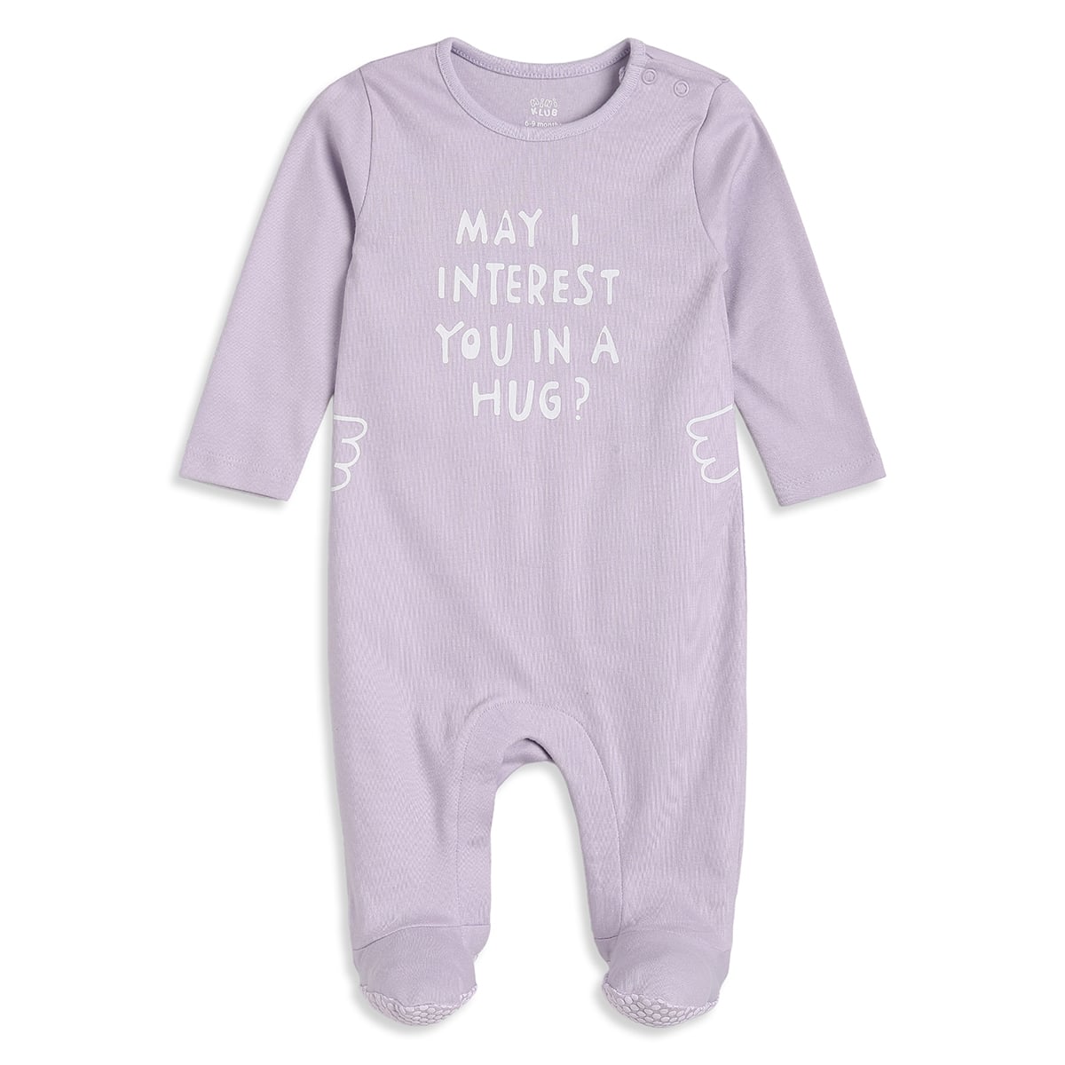 Baby Boys Lavender And Cream Cotton Printed Footed Sleepsuits Pack Of 2 Regular Fit Casual Wear