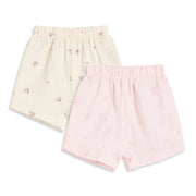 Baby Girls Pink & Cream Cotton Printed Shorts Pack of 2 Regular Fit Casual Wear
