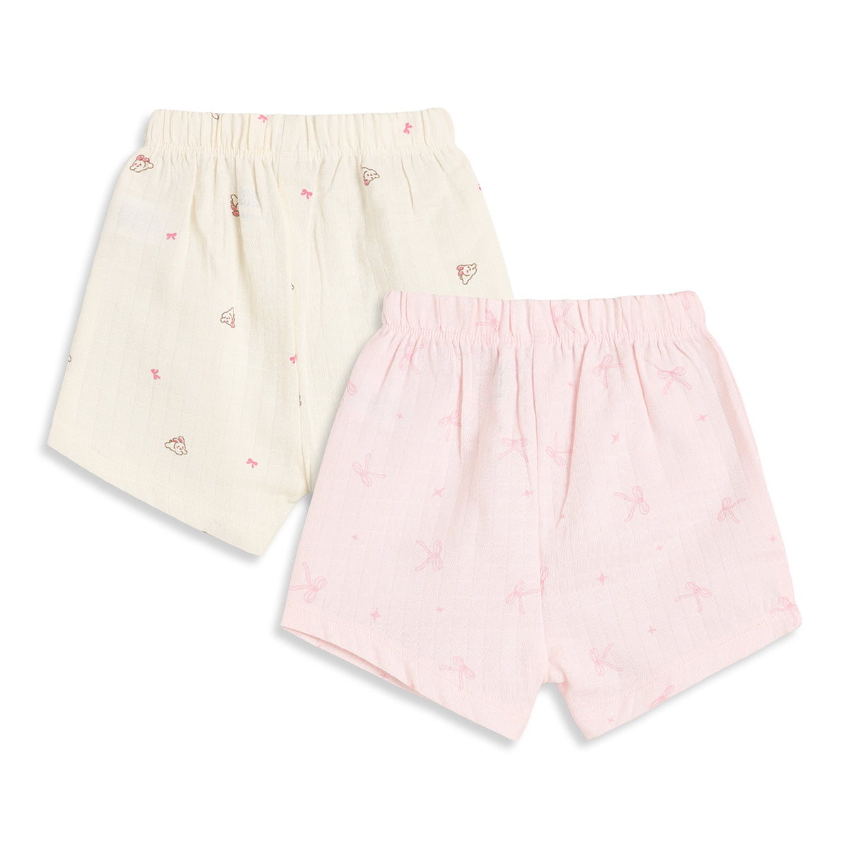 Baby Girls Pink & Cream Cotton Printed Shorts Pack of 2 Regular Fit Casual Wear