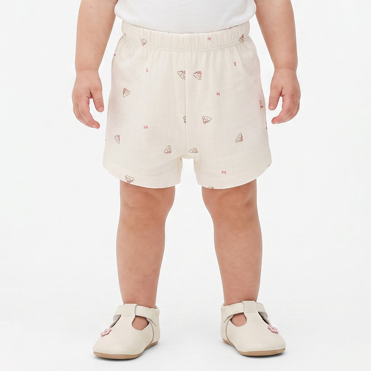Baby Girls Pink & Cream Cotton Printed Shorts Pack of 2 Regular Fit Casual Wear