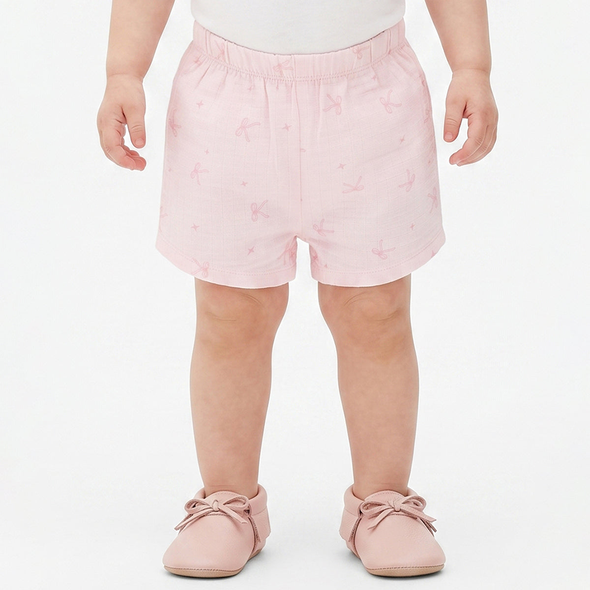 Baby Girls Pink & Cream Cotton Printed Shorts Pack of 2 Regular Fit Casual Wear