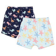 Baby Girls Sea Life Printed Shorts Pack Of 2, Multicolor