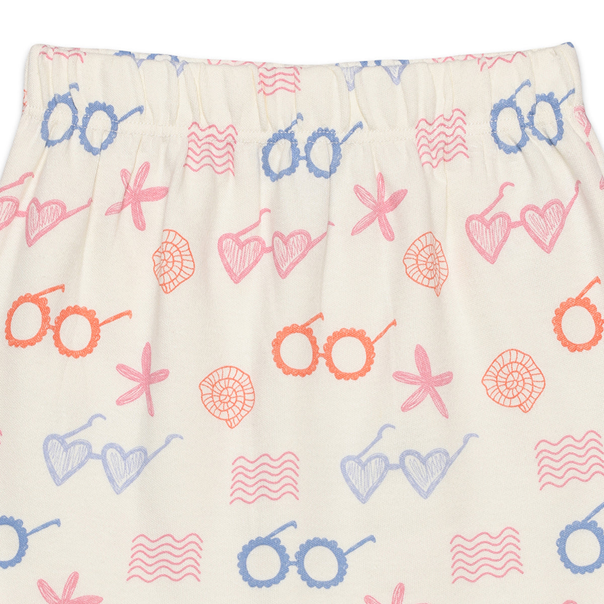 Baby Girls Solid And Sea Life Printed Shorts Pack Of 2, Multicolor