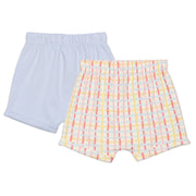 Baby Girls Solid And Checked Shorts Pack Of 2, Multicolor