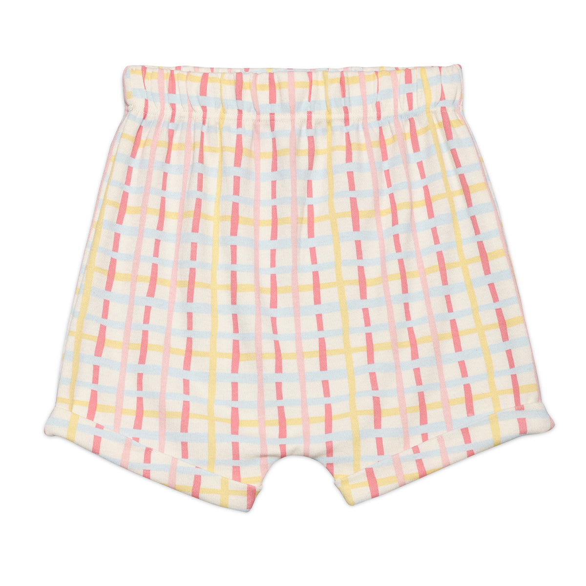 Baby Girls Solid And Checked Shorts Pack Of 2, Multicolor