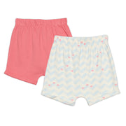 Baby Girls Solid And Sea Life Printed Shorts Pack Of 2, Multicolor