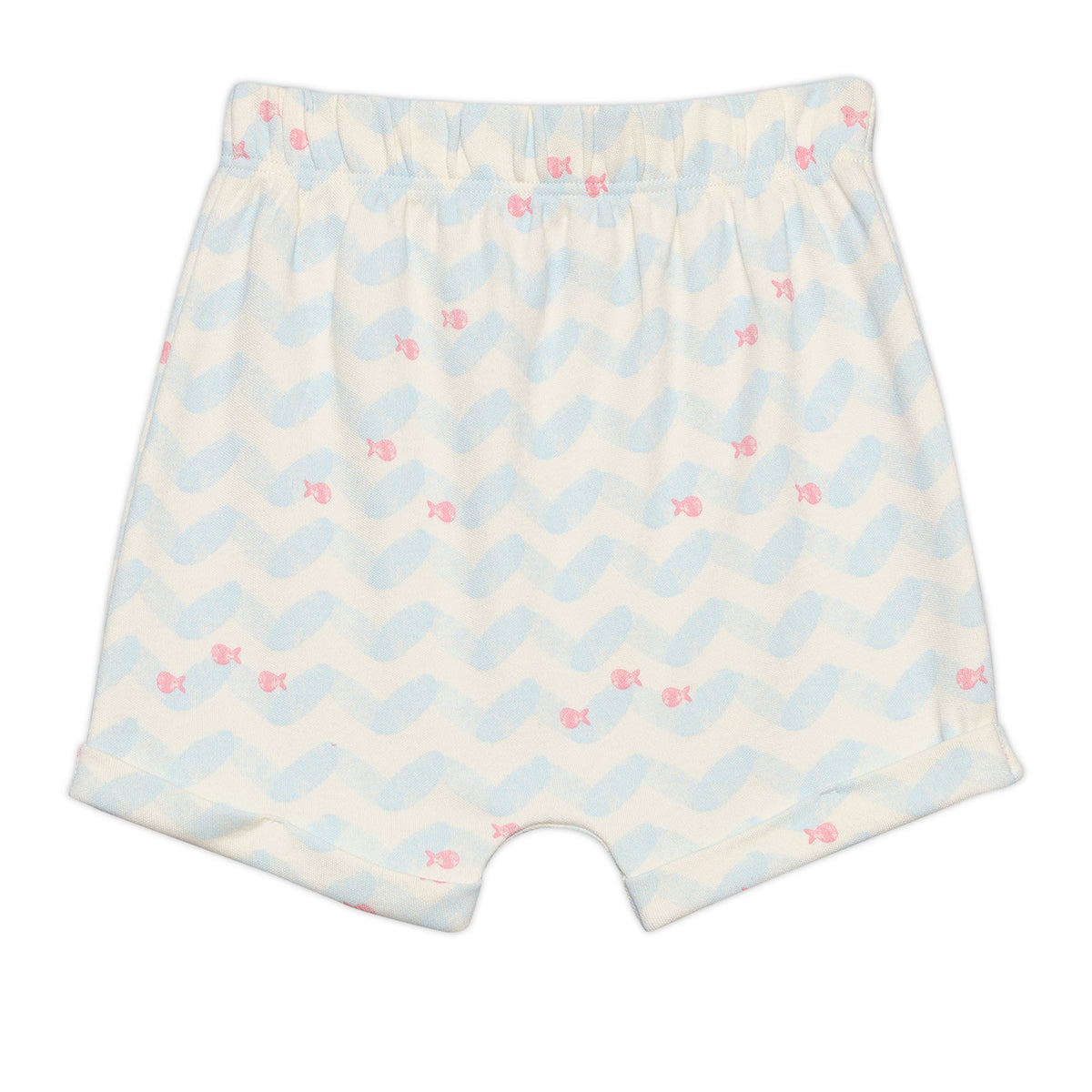 Baby Girls Solid And Sea Life Printed Shorts Pack Of 2, Multicolor