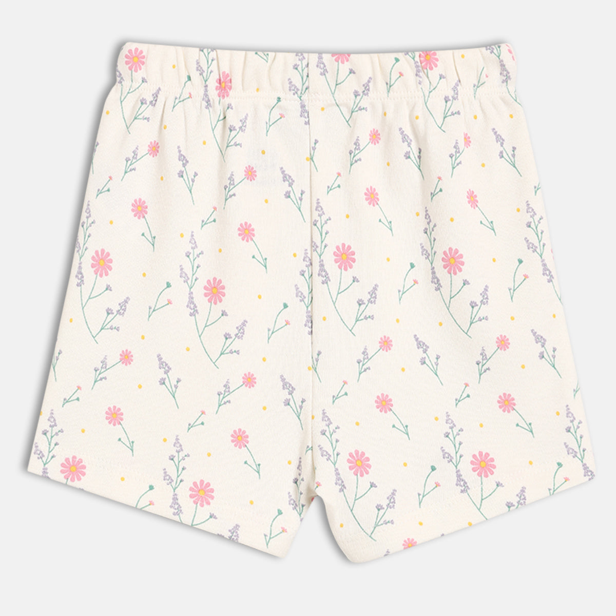 Baby Girls Floral Print and Solid Shorts Pack of 2, Cream and Green