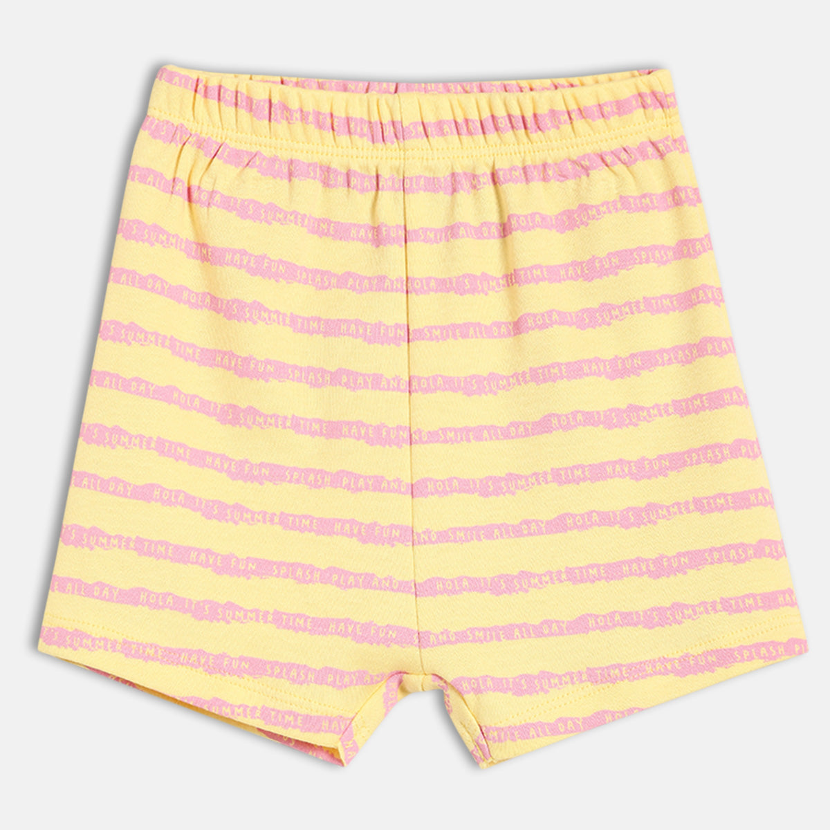 Baby Girls Duck Print and Striped Shorts Pack of 2, Green and Yellow