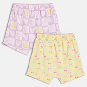 Baby Girls Printed Knit Shorts Pack of 2 – Yellow & Lavender