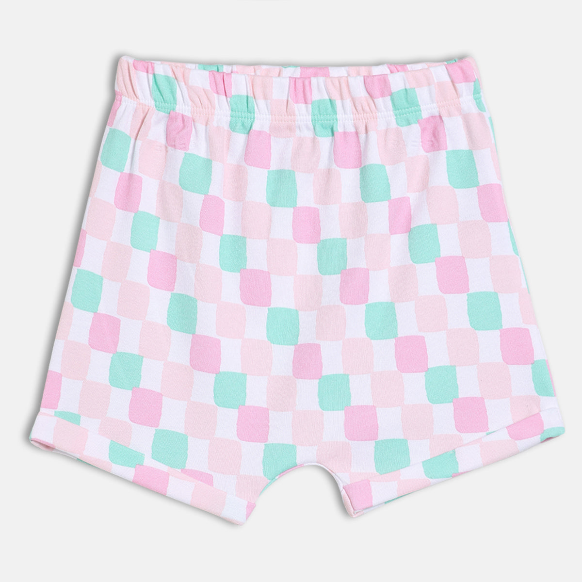 Baby Girls Printed Knit Shorts Pack of 2, Mint Green & Pink