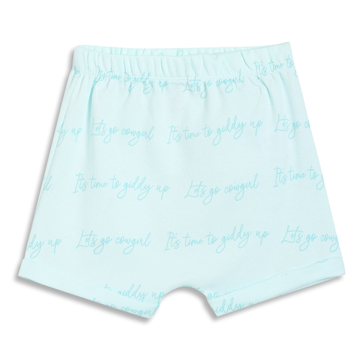 Baby Girls Text Print Shorts Pack of 2, Aqua Blue and Peach