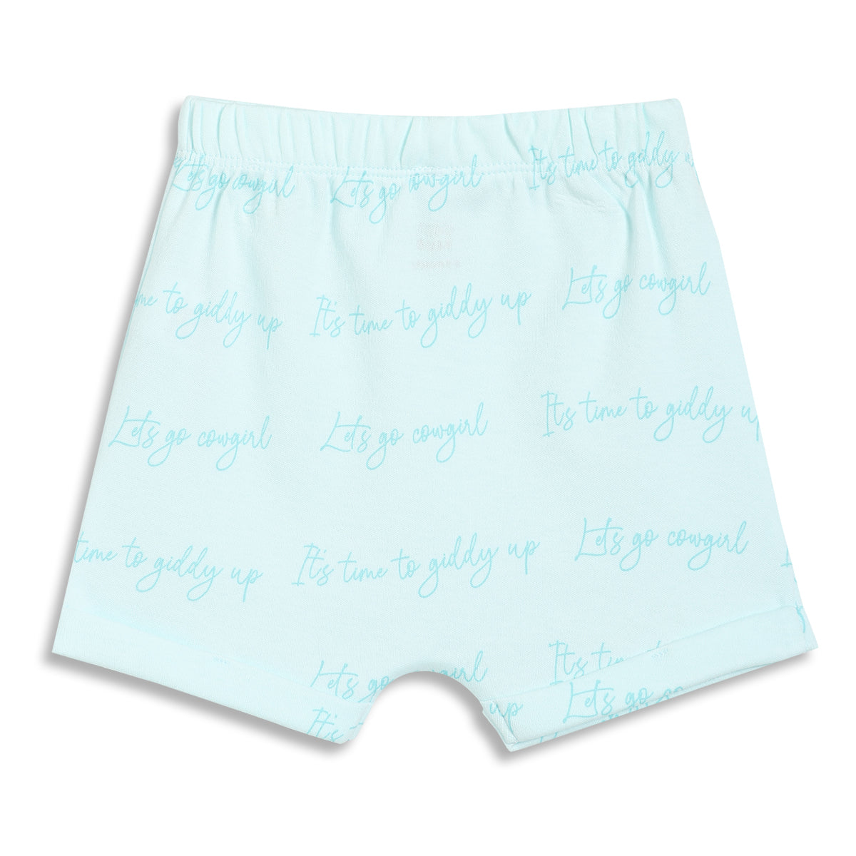 Baby Girls Text Print Shorts Pack of 2, Aqua Blue and Peach