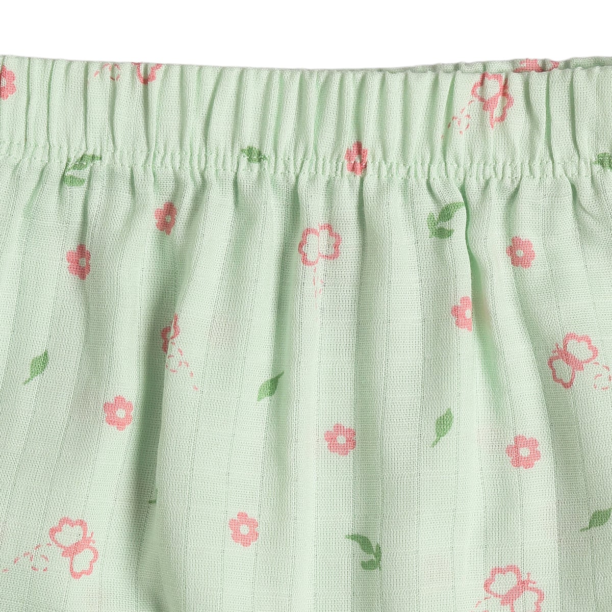 Baby Girls Green & Aqua Floral Print Cotton Knit Bottom Pack of 2 Regular Fit Casual Pants