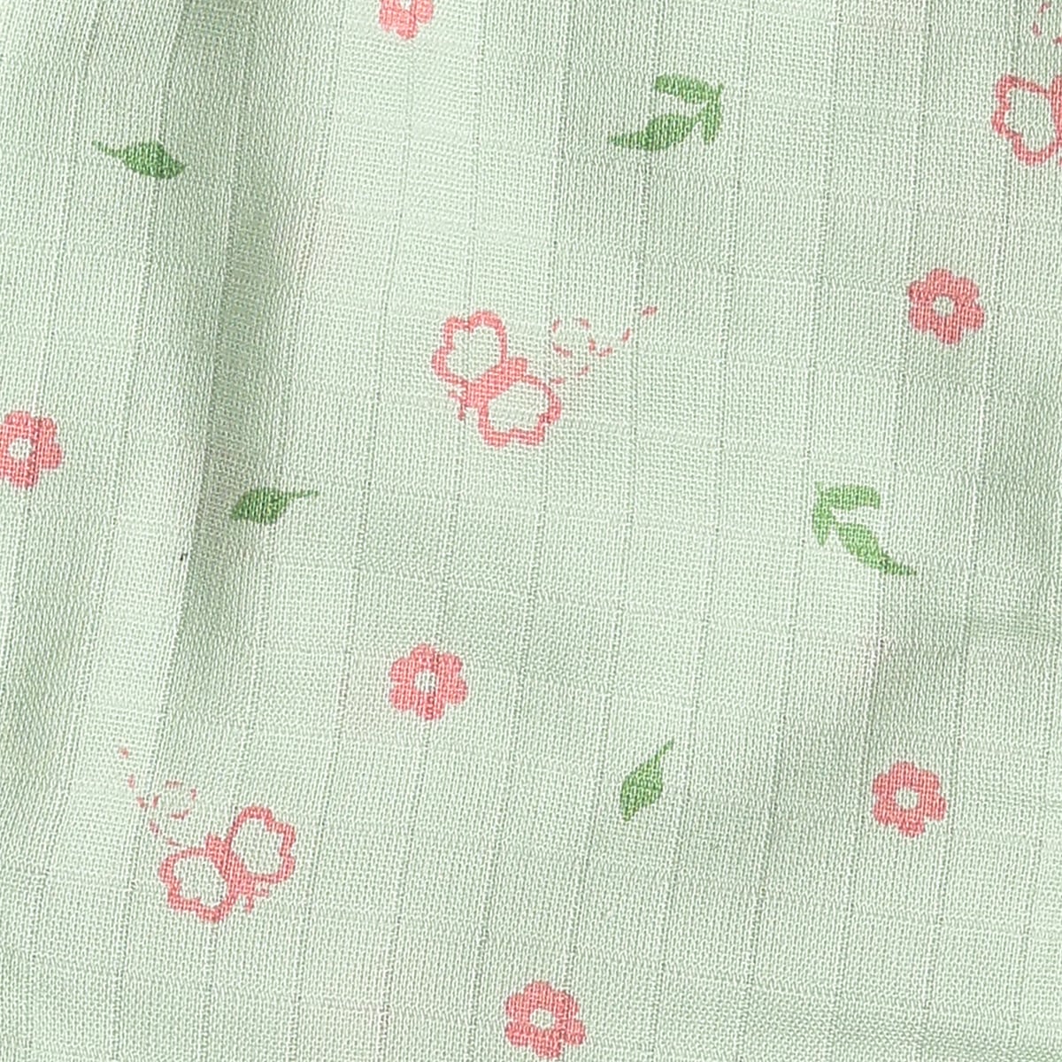 Baby Girls Green & Aqua Floral Print Cotton Knit Bottom Pack of 2 Regular Fit Casual Pants