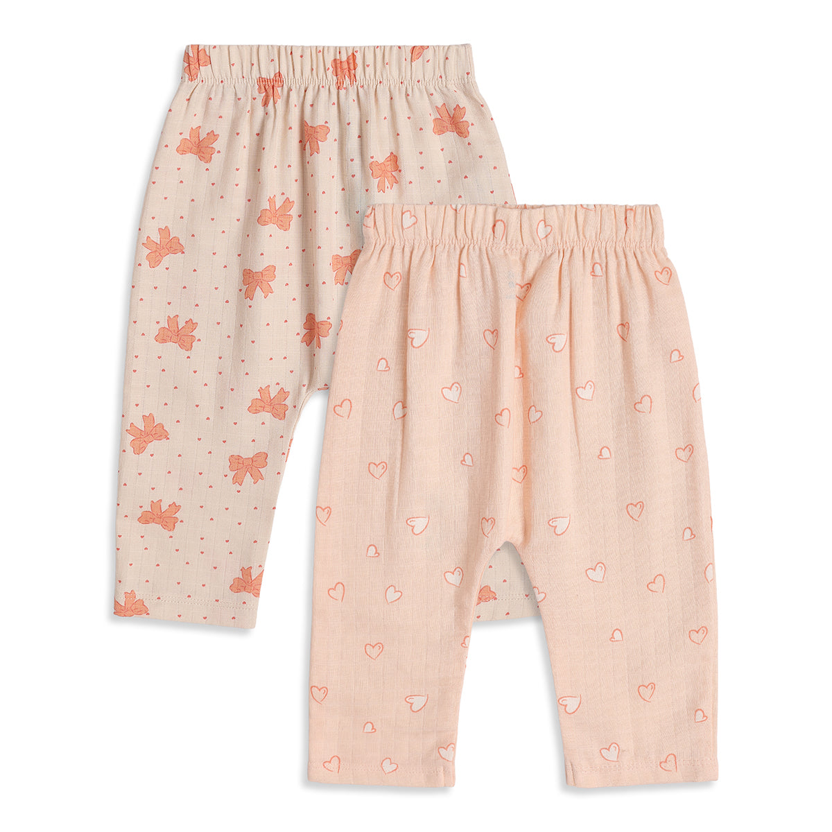 Baby Girls Peach Cotton Muslin Bottoms Pack of 2 Printed Regular Fit