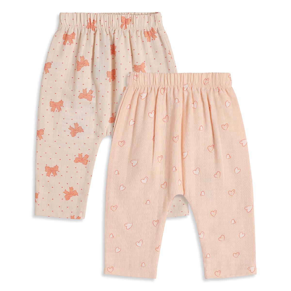 Baby Girls Peach Cotton Muslin Bottoms Pack of 2 Printed Regular Fit