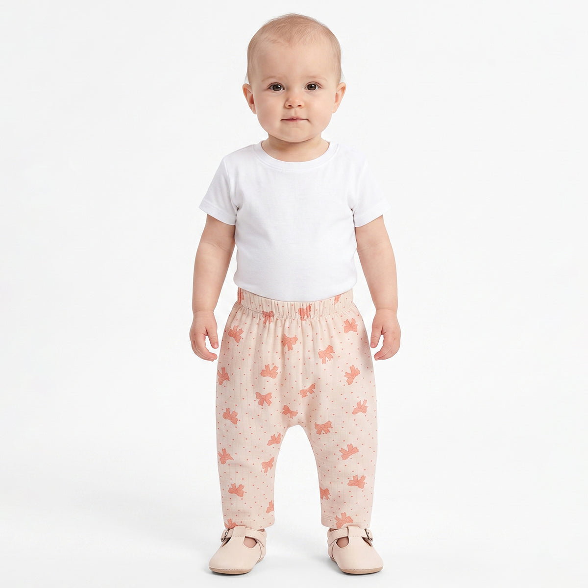 Baby Girls Peach Cotton Muslin Bottoms Pack of 2 Printed Regular Fit