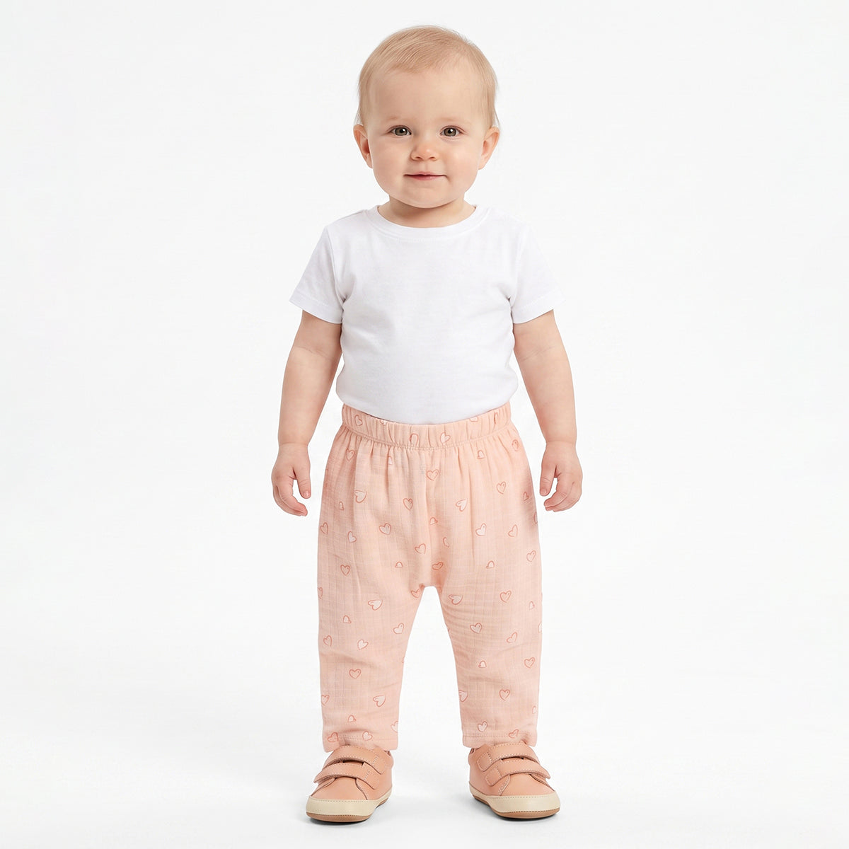 Baby Girls Peach Cotton Muslin Bottoms Pack of 2 Printed Regular Fit