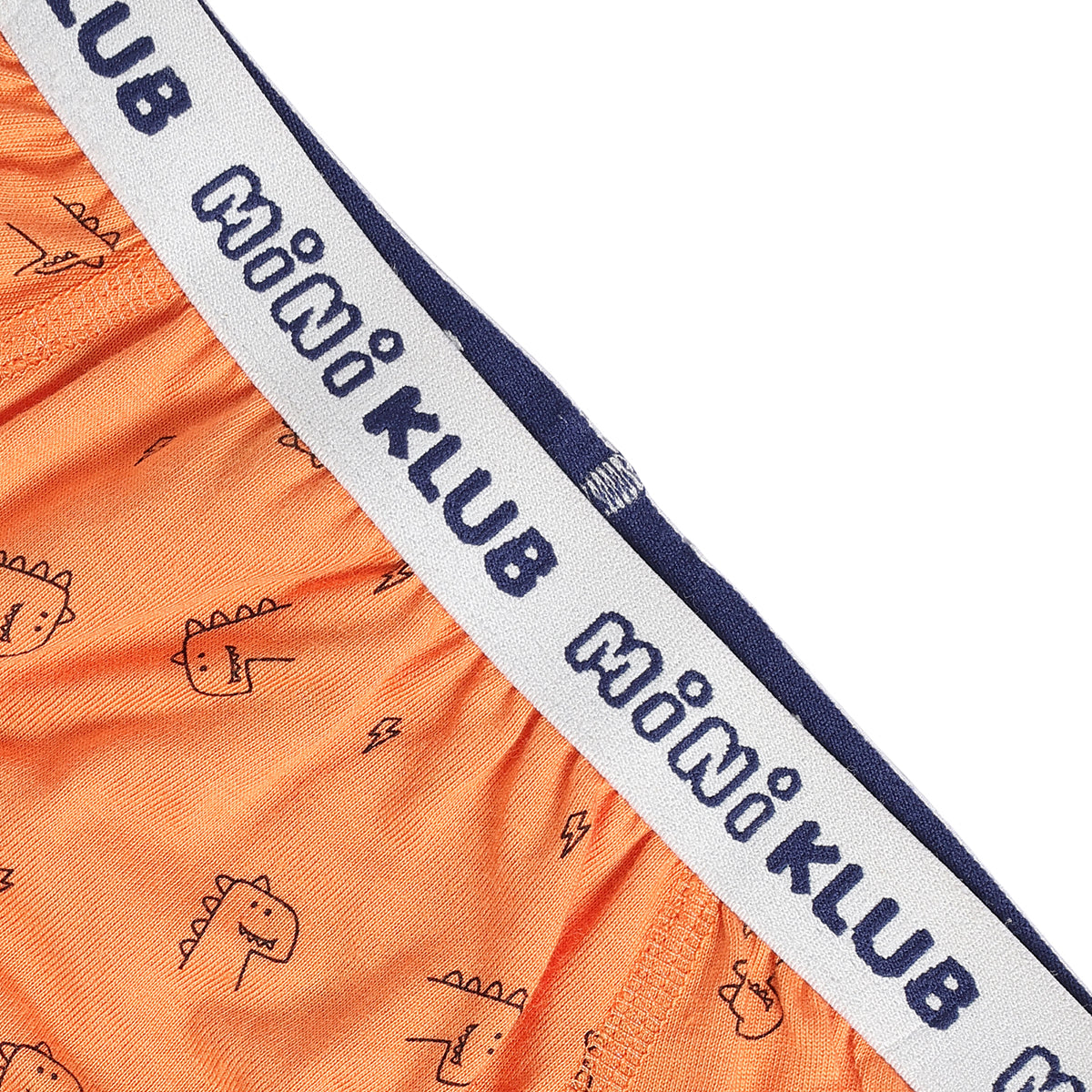 Baby Boys Dinosaur Print and Solid Briefs Pack of 2, Orange and White