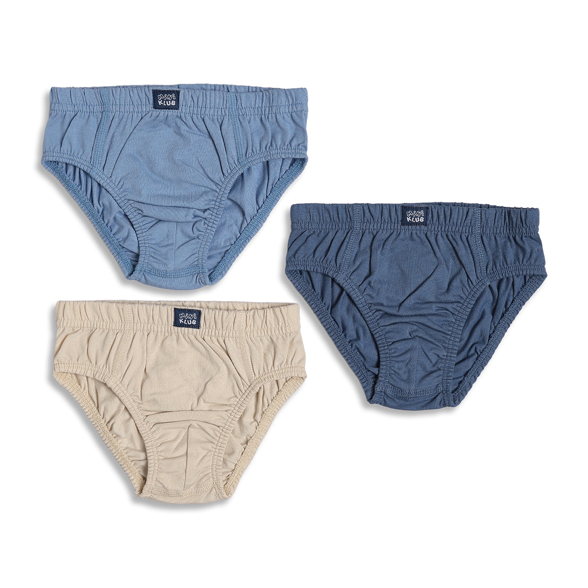 Baby Boys Solid Cotton Innerwear Briefs Pack of 3, Blue and Beige