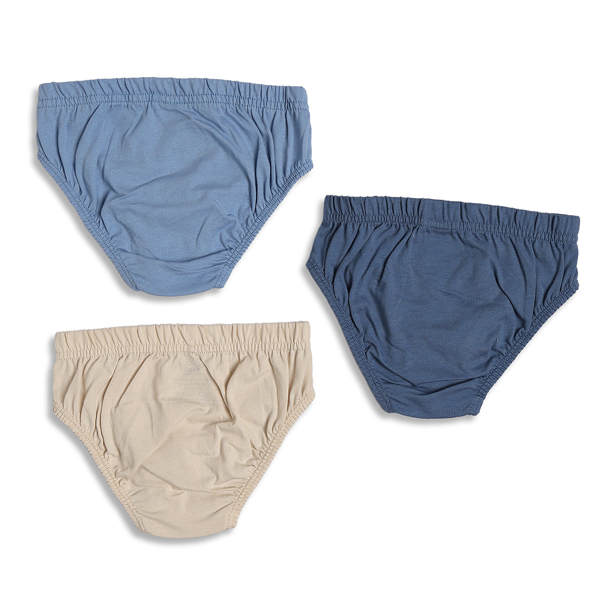 Baby Boys Solid Cotton Innerwear Briefs Pack of 3, Blue and Beige