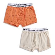 Baby Boys Dinosaur Print Trunks Pack of 2, Orange and Beige