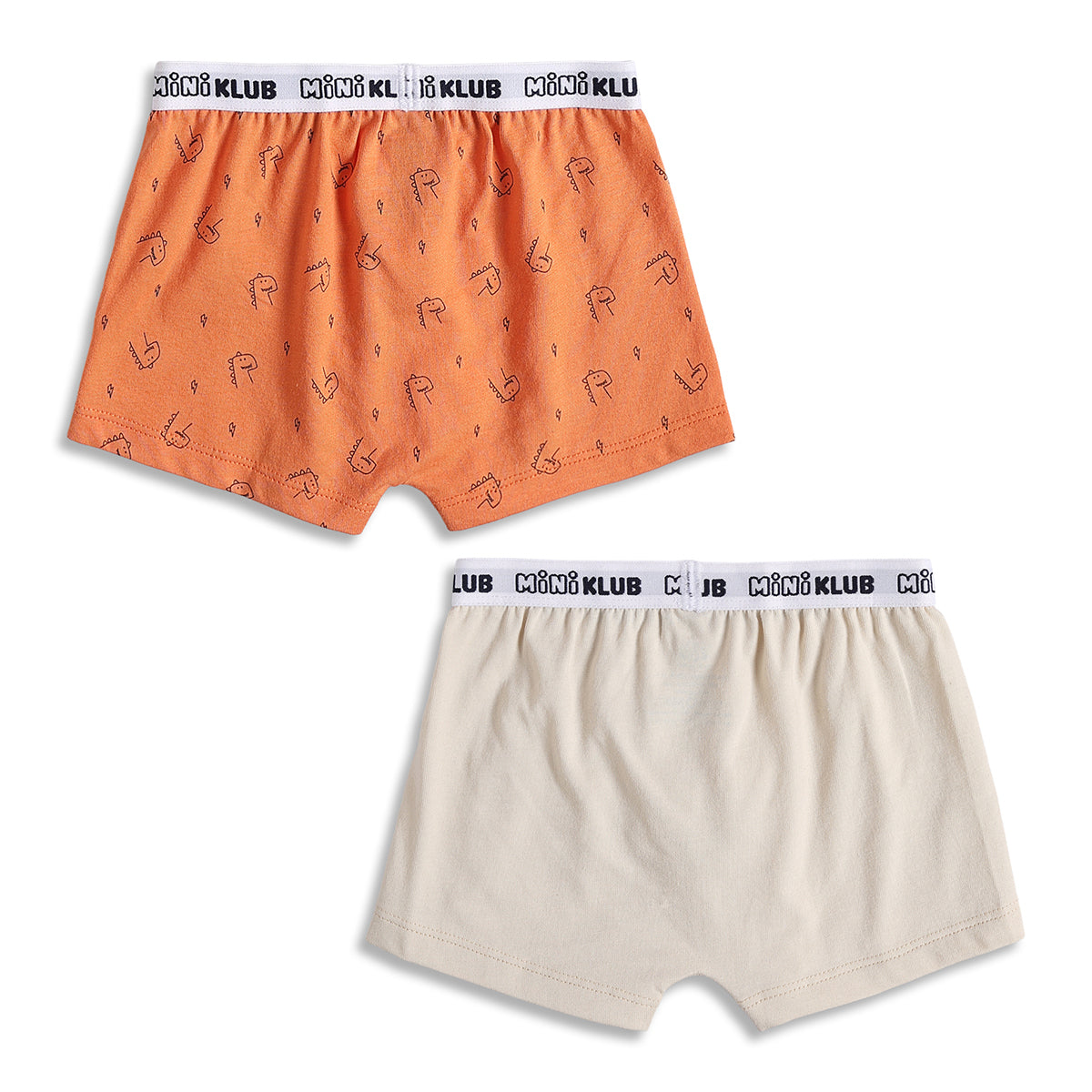 Baby Boys Dinosaur Print Trunks Pack of 2, Orange and Beige