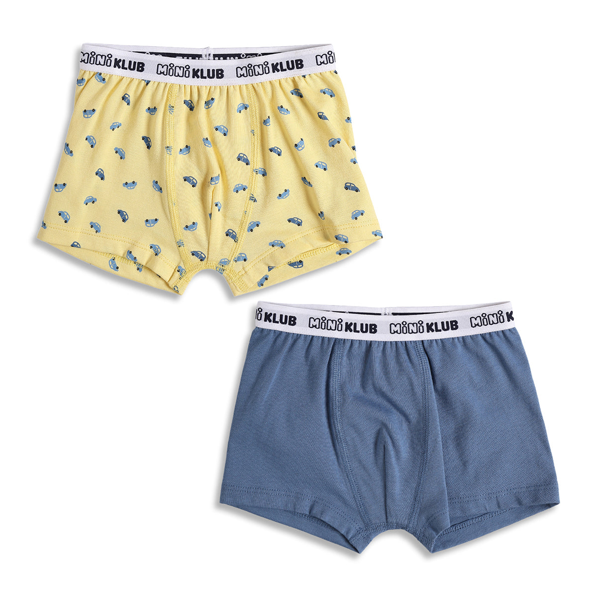 Baby Boys Car Print Trunks Pack of 2, Yellow and Blue