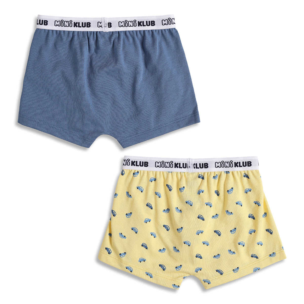 Baby Boys Car Print Trunks Pack of 2, Yellow and Blue