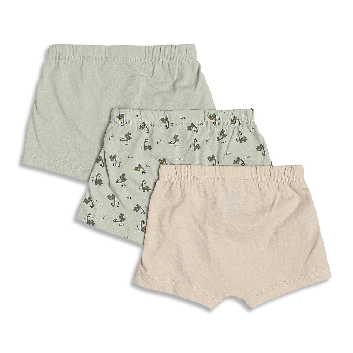 Baby Boys Printed & Solid Cotton Innerwear Shorts Pack of 3, Green and Beige