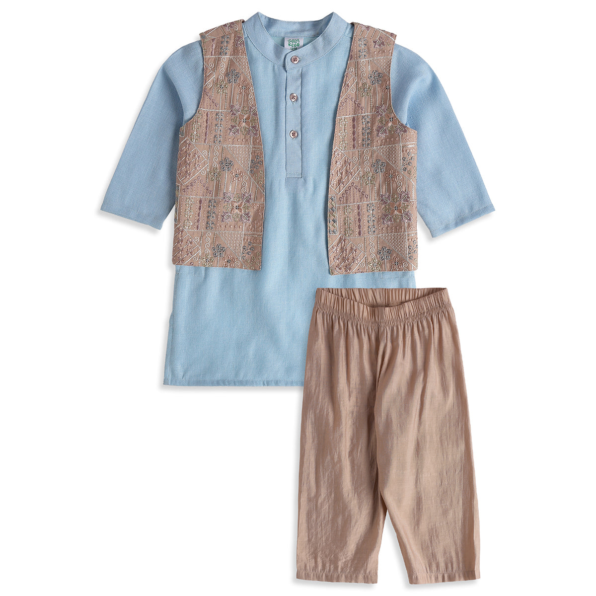 Baby Boys Blue Cotton Blend Bundi Set Regular Fit Festive