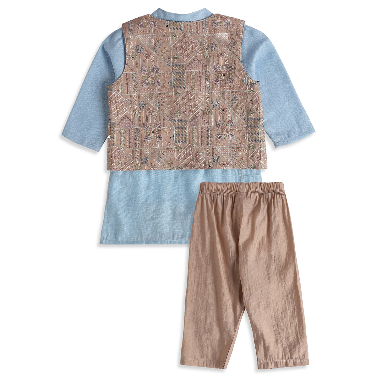 Baby Boys Blue Cotton Blend Bundi Set Regular Fit Festive