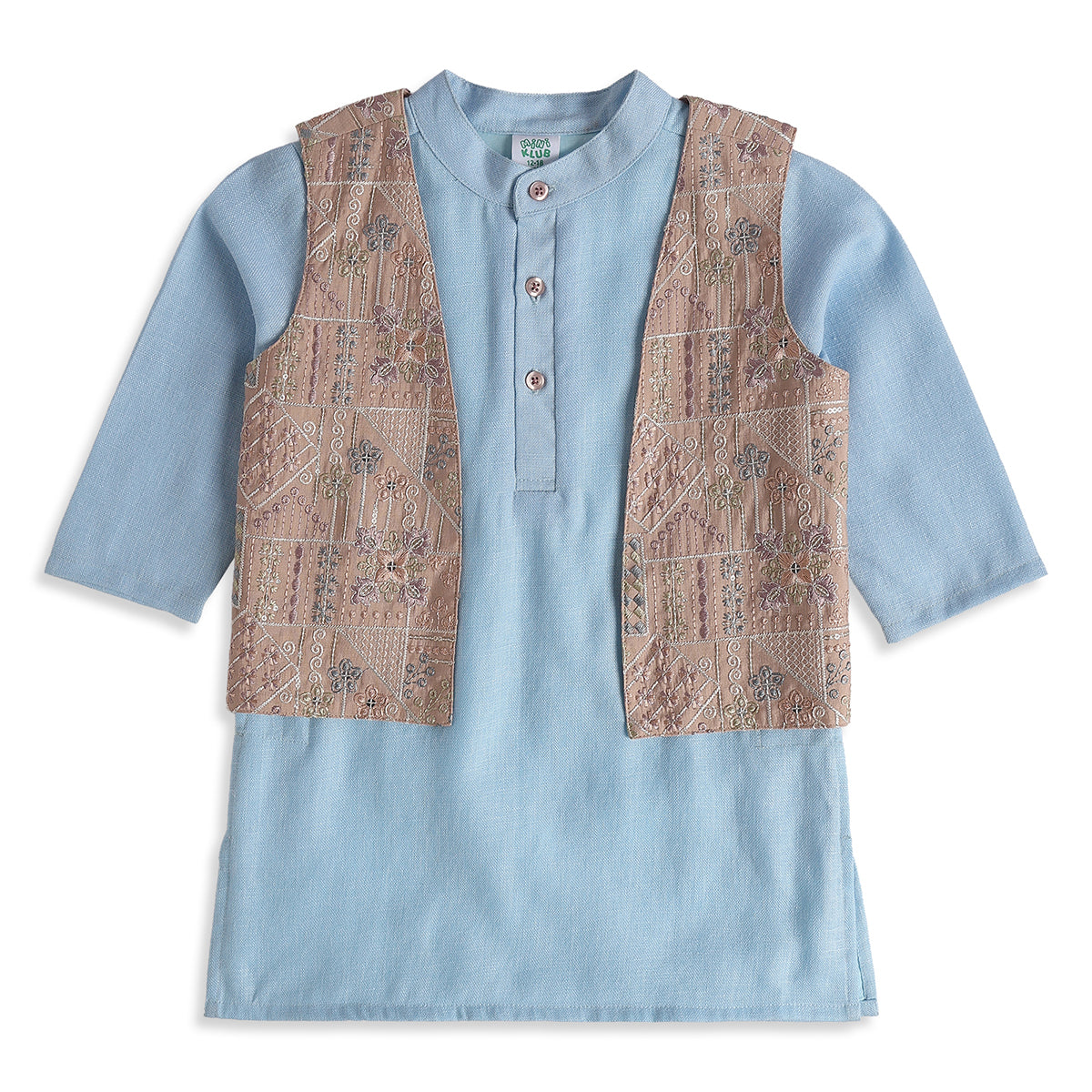 Baby Boys Blue Cotton Blend Bundi Set Regular Fit Festive