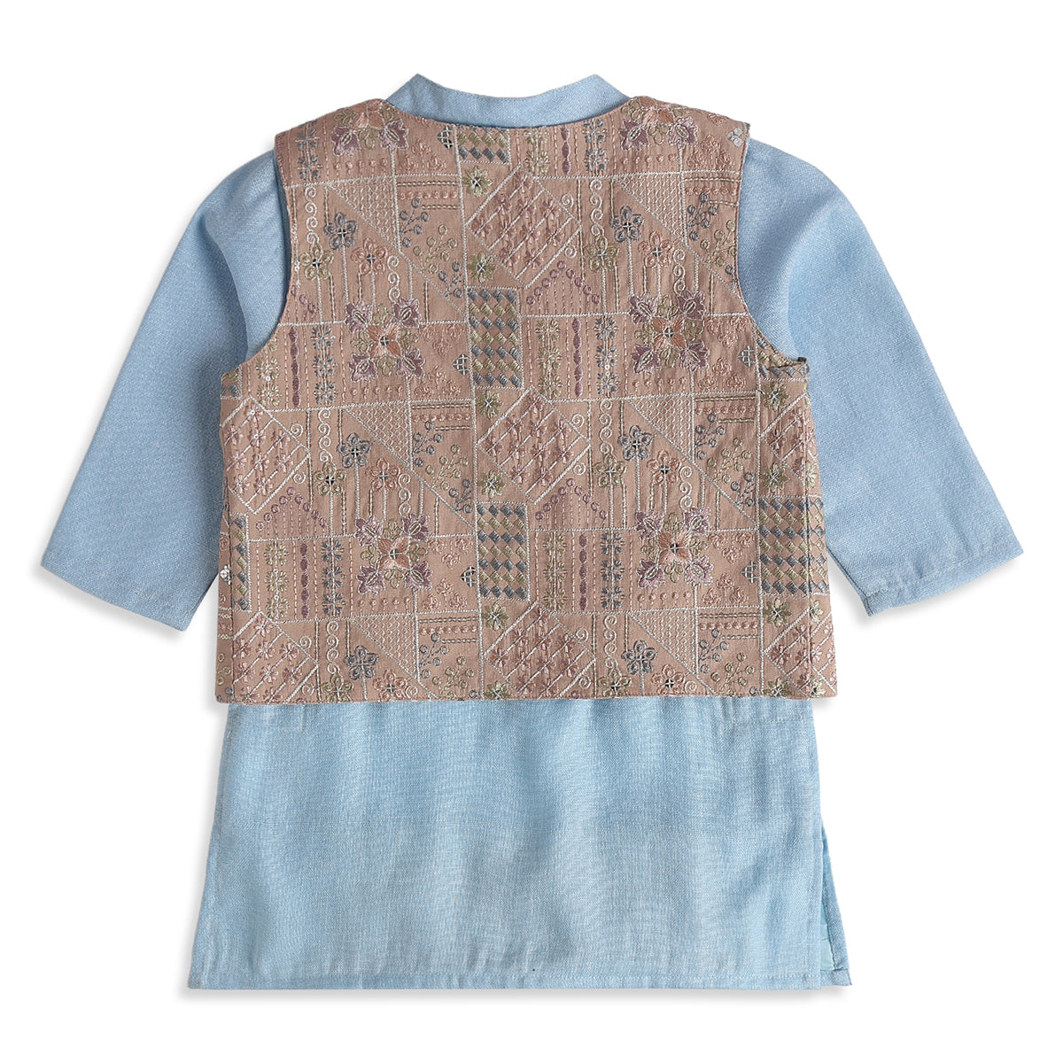 Baby Boys Blue Cotton Blend Bundi Set Regular Fit Festive