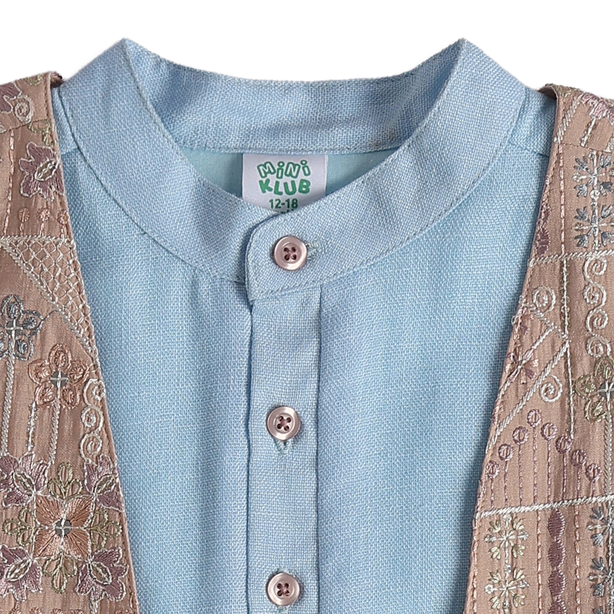 Baby Boys Blue Cotton Blend Bundi Set Regular Fit Festive