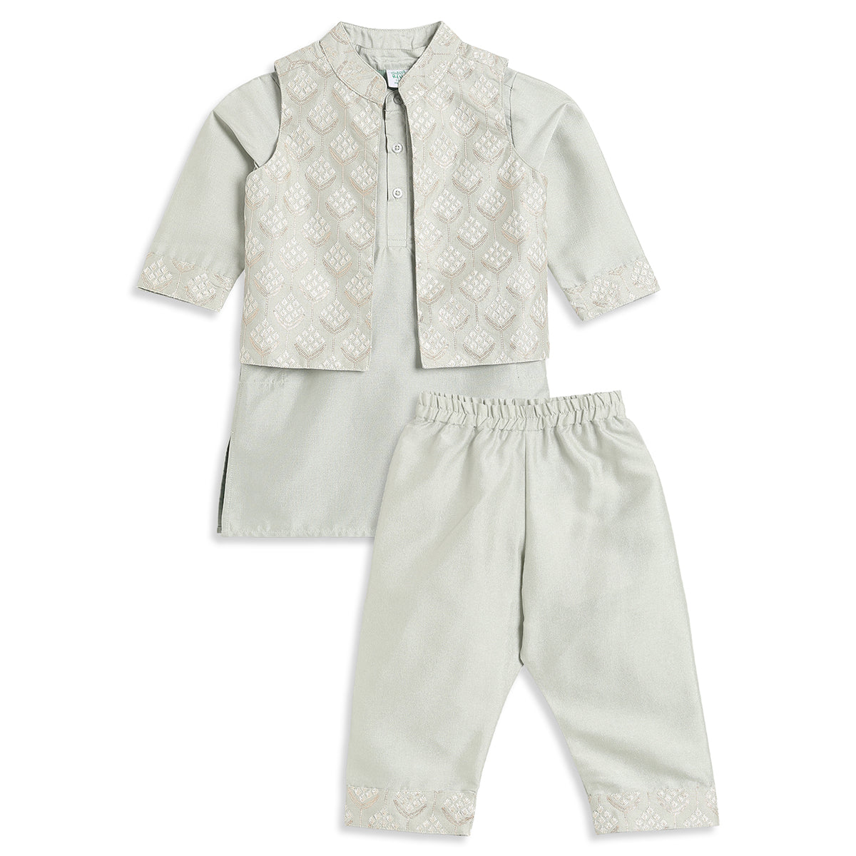 Baby Boys Cream Cotton Blend Bundi Set Regular Fit Festive