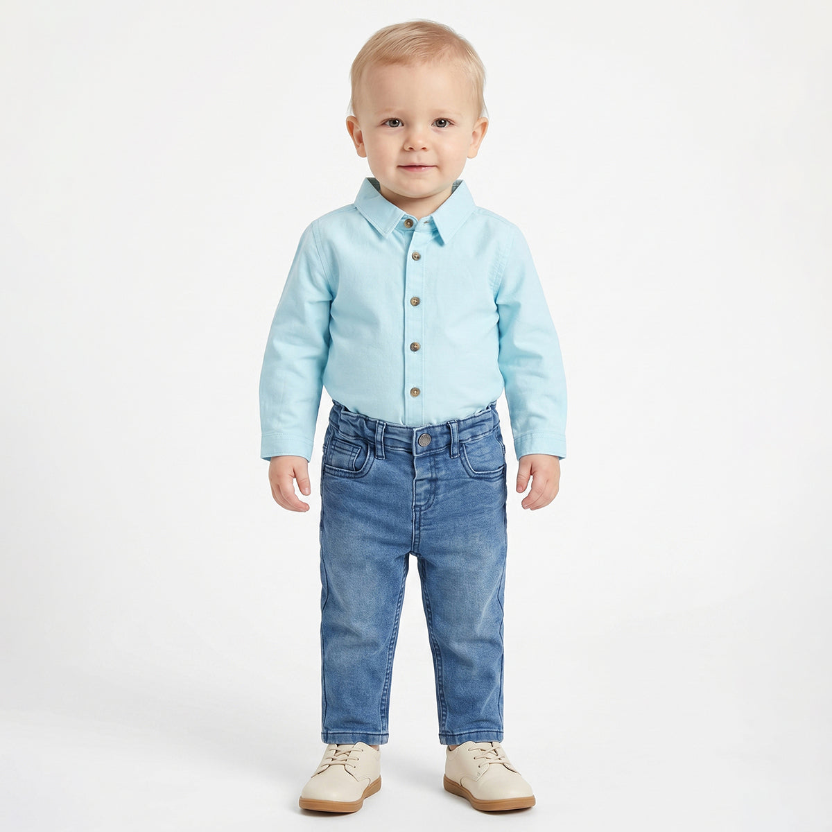 Baby Boys Light Blue Denim Pant Regular Fit Casual Wear