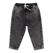 Baby Boys Black Cotton Washed Denim Pant Regular Fit Casual Wear