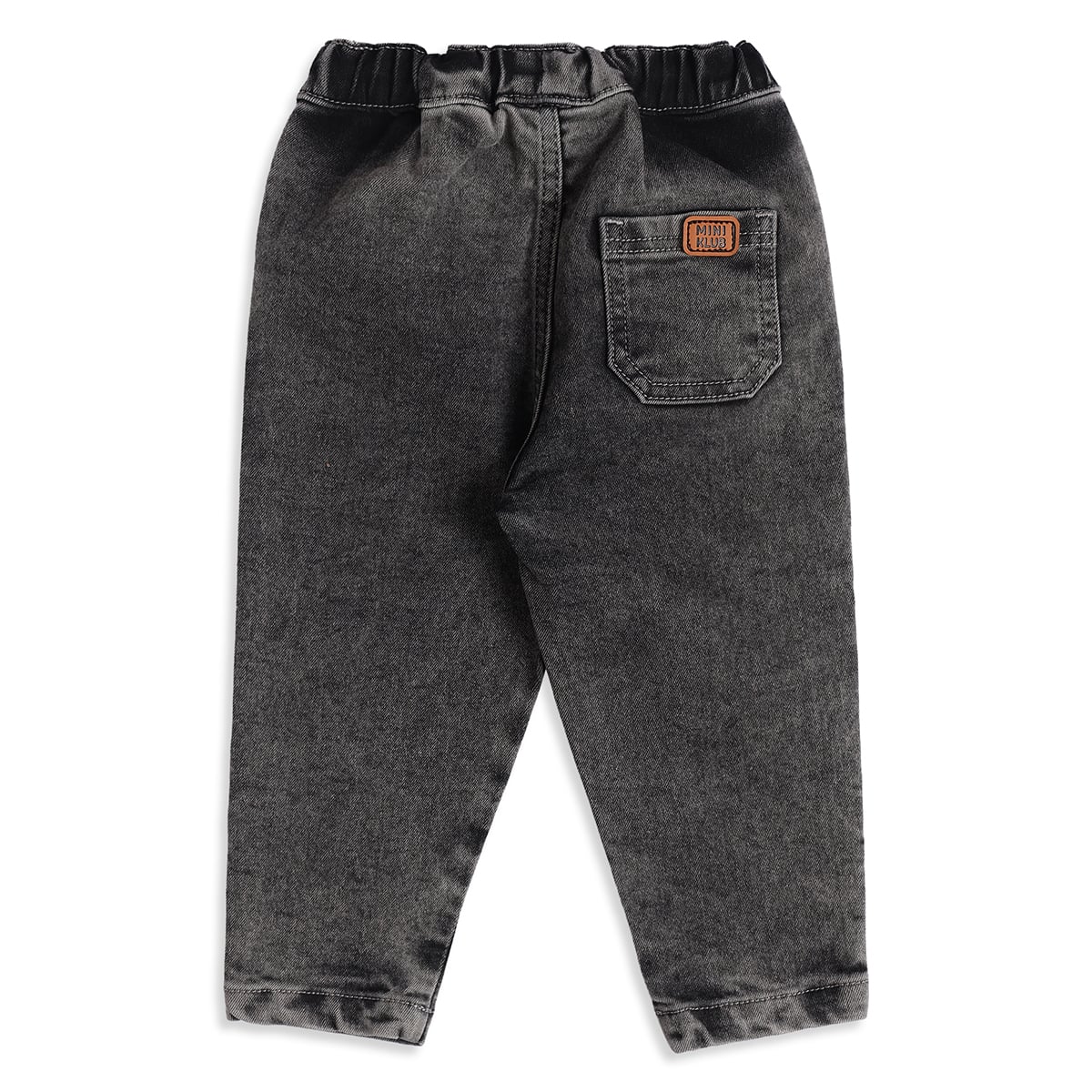 Baby Boys Black Cotton Washed Denim Pant Regular Fit Casual Wear