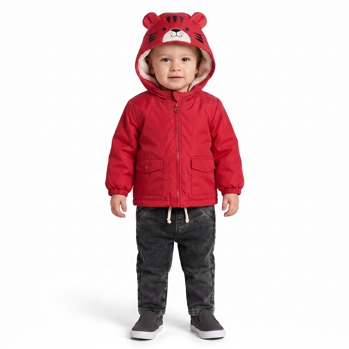 Baby Boys Black Cotton Washed Denim Pant Regular Fit Casual Wear