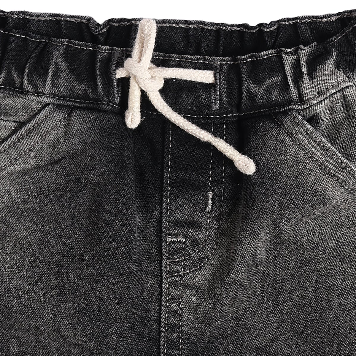 Baby Boys Black Cotton Washed Denim Pant Regular Fit Casual Wear