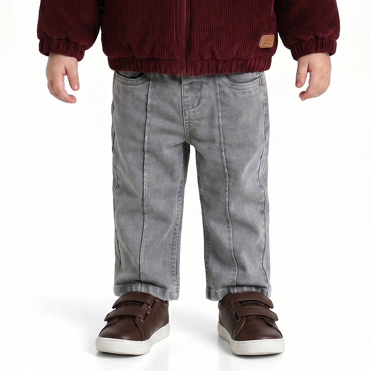 Baby Boys Grey Denim Pant Regular Fit Casual Wear