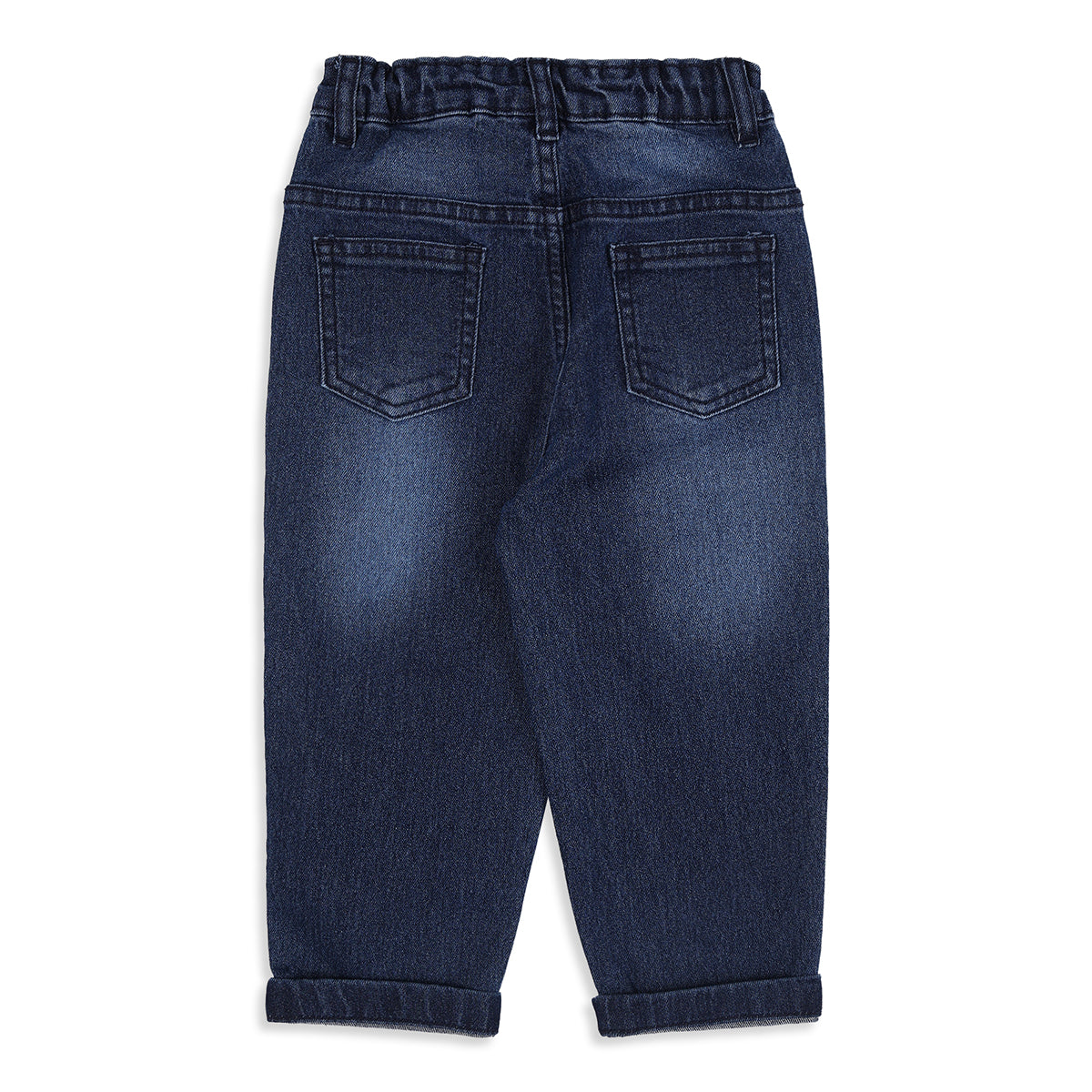Baby Boys Dark Blue Cotton Blend Denim Pants Regular Fit Casual Wear